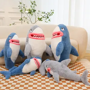 Grande bouche rouge mignon dessin animé peluches grand océan mer Animal en peluche oreillers en peluche requin jouets