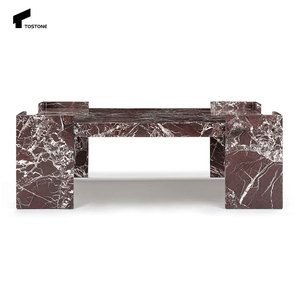 Tavolino da caffè quadrato in marmo <span class=keywords><strong>rosso</strong></span> <span class=keywords><strong>Vintage</strong></span> lucido di alta qualità Design moderno per salotto e mobili da cucina - Product Image 2