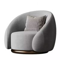 Fauteuil Pivotant de Salon Moderne GEDO, Cadre en Métal Doré de Luxe, Chaise Canapé Simple pour Mobilier de Salon