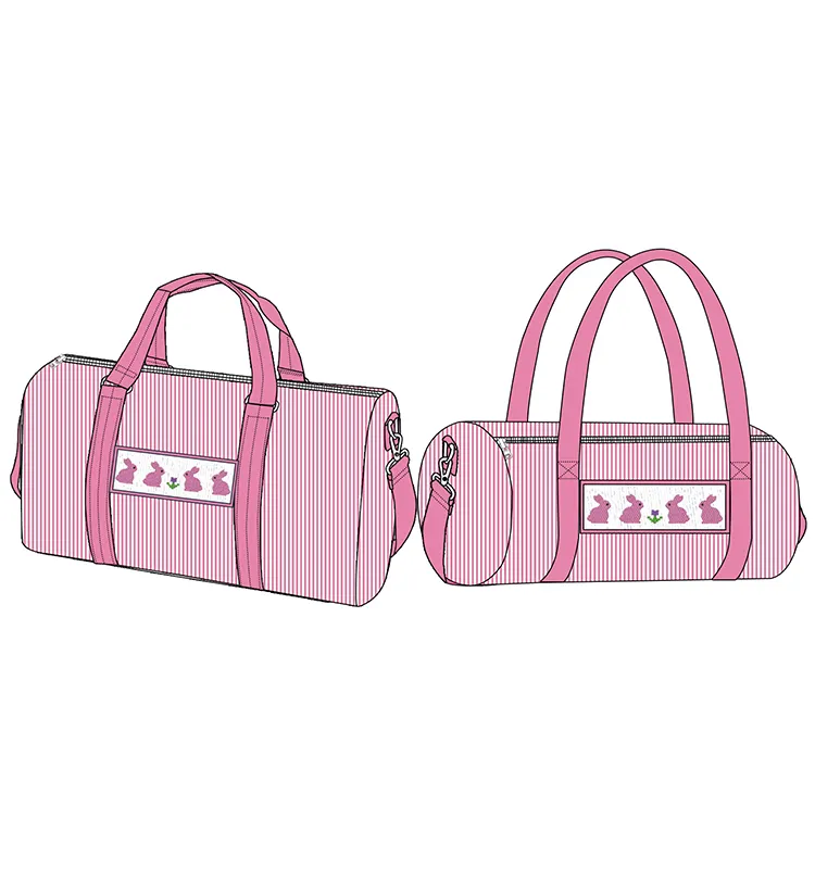 Logo personalizzato pasqua Seersucker coniglio ricamo ragazze allenamento Tote sport palestra borsa da viaggio borsone borse sportive