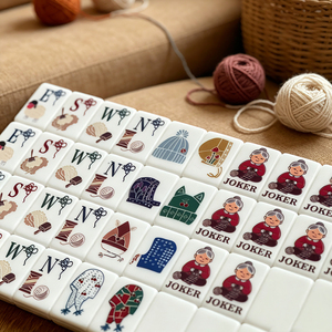 Bolas de Hilo Crema Premium con Diseño Divertido, Fichas de Mahjong Americanas con Forma de Gato, para Reuniones Sociales Profesionales, Regalo de Cumpleaños para Abuela - Product Image 3