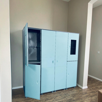 Armoire moderne en plastique à six portes pour la maison, meubles de chambre à coucher et panneau de rangement de vêtements de bateau, casier de style fenêtre