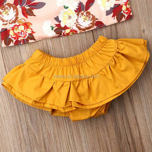 bebé niña ropa conjunto ropa de bebé chica ropa chaleco camiseta Top amarillo pantalones bombachos cortos trajes ropa - Product Image 3