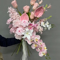 Rosa Hochzeits-Kunstblumen Phalaenopsis Orchidee Rose Künstliche Blumen für Hochzeitsraumdekoration und Bouquet-Dekoration Seidenblumen