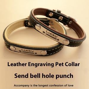 <span class=keywords><strong>Collar</strong></span> personalizable de la marca del gato para las mascotas de cuero de vaca grabado anti-Pérdida Tarjeta de Identidad pelo dorado Teddy cinta de cuero suave para el cuello - Product Image 3