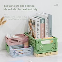 Organisateur de bureau empilable écologique en plastique, panier pliable avec poignée pour la maison et le bureau, en stock