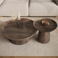 Table basse ronde moderne en bois massif, design italien, meubles de salon, facile à nettoyer, modèle SUNWOODD EXPO 00, prix de gros