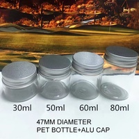 Diverses tailles 100ml 450ml 550ml 650ml Pot pour animaux de compagnie transparent vide avec couvercle à vis en plastique aluminium