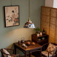 Lustre suspendu vintage en céramique chinoise, luminaire de plafond décoratif en forme de bol pour îlot de cuisine, salon, chambre à coucher, salle de séjour