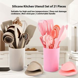 21 PCS Modernas High Quality <b>Silicone</b> Non Stick Pink Kitchen Accessories Cooking Gadgets <b>Tools</b> Utensils Kitchenware Set - Product Image 2