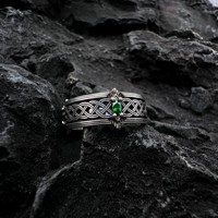 Bague Œil de Gardien Vintage en Laiton au Design Original, Bague de Protection Œil Vert Incrustée d'Argent, Bijoux pour Couples et Meilleurs Amis, Vente en Gros