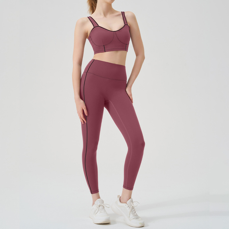 Solid Color High-Waisted Women's Yoga Pants-Moisture-Wicking Gym Clothing Workout Sets With Minimum Order Of 2 Pieces