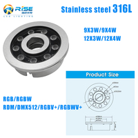 Lampu Air Mancur LED RISE Hot Sale 316L Stainless Steel 27W AC/DC24V RGB 3in1/RGBW 4in1 DMX Tahan Air IP68 Garansi 3 Tahun