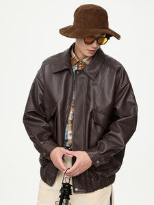 Nouveau Vente <span class=keywords><strong>en</strong></span> gros sur mesure Veste <span class=keywords><strong>en</strong></span> <span class=keywords><strong>cuir</strong></span> uni d'automne de haute qualité Manteaux coupe-vent décontractés pour hommes de grande taille - Product Image 3