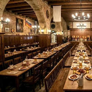 Traditional <b>Restaurant</b> Table <b>Set</b> With PU Leather Booths Wood Chairs Metal Frame Durable Commercial Furniture - Product Image 2