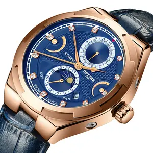 Ready – montre mécanique pour hommes, montres automatiques étanches, bracelet de haute qualité, Phase de lune, montre-bracelet squelette, 2023