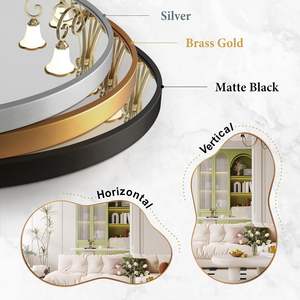 <span class=keywords><strong>Espejo</strong></span> de Baño Iluminado de Diseño Moderno, <span class=keywords><strong>Espejo</strong></span> de Pared de Forma Irregular <span class=keywords><strong>con</strong></span> Lentes Plateadas de 5 mm para Uso en Hoteles - Product Image 6