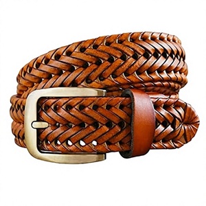 Cinturones de Cuero Vacuno Genuino Hechos a Mano BS INTERNATIONAL NA241, Hebilla Cuadrada de Acero Trenzada, Cinturón Vintage para Hombre, Resistente al Agua, 3.8CM - Product Image 4