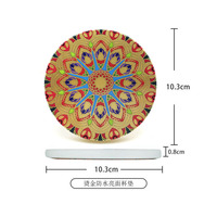 Décoration d'intérieur, décoration de table et accessoires, sous-verres ronds en céramique, bord doré, protection de table, sous-verres en marbre, 6 pièces, un ensemble