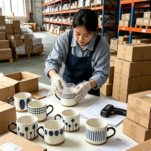 Nordic Porcelain Coffee Mug Ceramic <b>Cup</b> Blue Pattern Handle <b>Cup</b> for Home Office Gift - Product Image 5