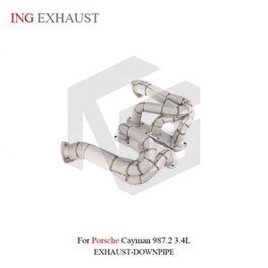 Colector de escape de <span class=keywords><strong>acero</strong></span> <span class=keywords><strong>inoxidable</strong></span> ING <span class=keywords><strong>con</strong></span> escudo térmico para Porsche Cayman 987.2 3.4L, mejora de rendimiento de montaje directo, venta al por mayor - Product Image 3