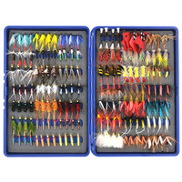 Nouveaux Offre Spéciale 168 pièces/ensemble pêche à la truite mouches Collection sec humide nymphe banderoles assortiment de mouches avec boîte pêche à la mouche Kits de leurres