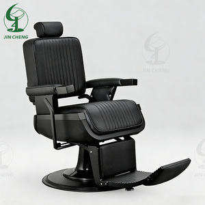 Poltrona <span class=keywords><strong>da</strong></span> <span class=keywords><strong>Barbiere</strong></span> Professionale Jincheng, Modello Retrò Tutto Nero con Struttura Robusta per Salone di Parrucchiere - Product Image 5