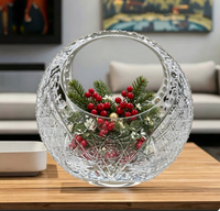 Panier à fruits et fleurs en cristal sculpté à la main avec 24% de PbO, poignée de luxe, centre de table, ornement de mariage, cadeau de festival