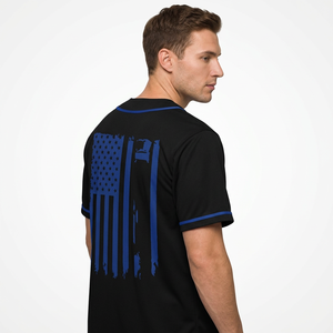 Camiseta Deportiva Personalizada de Béisbol Negra con Botones, Manga Corta, Ropa Deportiva de Equipo, Impresión por Transferencia de Calor, Unisex - Product Image 3
