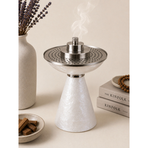 Brûleur à Bakhoor Arabe Moderne en Acier Inoxydable Perforé, Support d'Encens Oud Écologique à Base de Résine Nordique pour Usage Domestique - Product Image 1