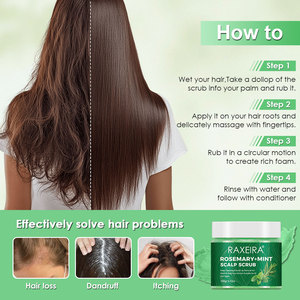 สครับขัดหนังศีรษะวีแกนแบบ 2-in-1 สำหรับขายส่ง แบรนด์ส่วนตัว ลดรังแค บรรเทาอาการคัน บำรุงเส้นผม ขจัดสิ่งอุดตัน บำรุงด้วยโรสแมรี่และมิ้นต์ - Product Image 5