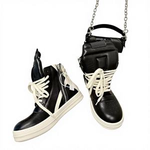 Chaussures de créateur RO Triangle à semelle épaisse pour couple, en cuir véritable, rehaussantes, décontractées, respirantes et imperméables - Product Image 4