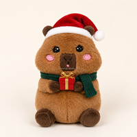 Maßgefertigtes Weihnachts-Capybara-Plüschtier mit Weihnachtsmütze, Schal und Geschenkbox, Langlebig, 12 cm, für Festliche Heimdekoration