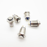 Interrupteur à bouton-poussoir circulaire en métal de 12 mm, 6~220V, 1NO, étanche, avec indicateur lumineux LED en anneau, marche/arrêt, interrupteur éclairé