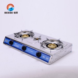 Cuisinière à gaz portable à deux brûleurs en acier inoxydable avec commande par bouton et allumage piézoélectrique, idéale pour usage hôtelier, avec fonction de sécurité anti-extinction de flamme et nettoyage facile. - Product Image 2