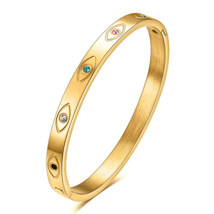 ขายส่ง outrun unisex กำไลชุบทอง18K สไตล์เรียบง่ายลาย Devil's Eye สีทึบสแตนเลส30g อุปกรณ์เสริมหรูหรา - Product Image 2