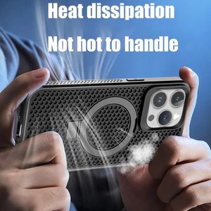 Custodia con Supporto Magnetico per Dissipazione del Calore per <span class=keywords><strong>iPhone</strong></span> 15 14 <span class=keywords><strong>Pro</strong></span> <span class=keywords><strong>11</strong></span> 13 12 <span class=keywords><strong>Pro</strong></span> Max, <span class=keywords><strong>Cover</strong></span> Rigida in PC Sottile Traspirante Antiurto - Product Image 3