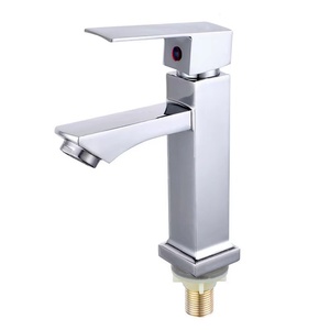 Keran wastafel lapisan krom seng Aloi, keran air kamar mandi rias persegi wastafel air dingin harga murah - Product Image 2