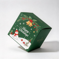 Boîte cadeau personnalisée pour la veille de Noël, en forme de maison, pliable, en papier, avec fenêtre transparente, impression Père Noël, matériaux recyclés, finition mate, pour bonbons
