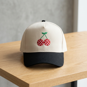 Sombrero de papá de dos tonos cereza de 5 paneles de alta calidad OEM, gorra de béisbol deportiva con marco no estructurado, diseño Snapback ajustable con bordado 3D - Product Image 2