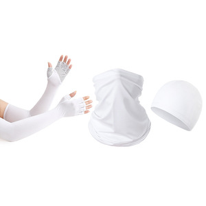 Ensemble de masque facial de cyclisme Sharetour avec gants mi-doigts et bonnet en soie glacée, protection solaire pour les sports de plein air - Product Image 5