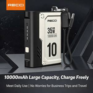 Banque d'alimentation RECCI RPB-P57 10000mAh PD 35W à charge rapide avec câbles intégrés, double entrée, compatible ordinateur portable, chargeur portable - Product Image 4