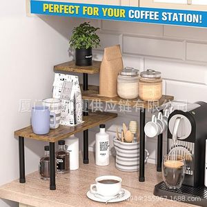 Wooden Multi Layer Spice Rack 3 Tier Standing <b>Kitchen</b> <b>Storage</b> Organizer Adjustable Countertop Shelf For Home Use - Product Image 3