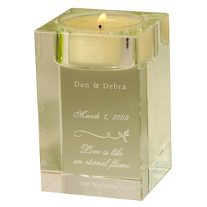 Portacandele con luce da tè in cristallo personalizzati come bomboniere per souvenir di nozze di cristallo - Product Image 3