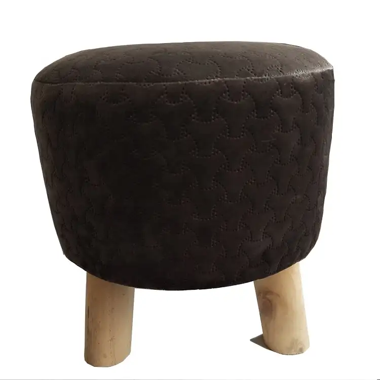 Children wood mushroom velvet fabric stool