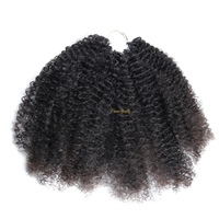 Vmae Cheveux Humains Vierges Bruts Afro Kinky Bouclés Profonds, Extensions de Cheveux Humains pour Tresses au Crochet, Style Burmese Miracle Knots et String Feather