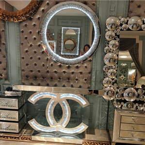 <span class=keywords><strong>Set</strong></span> Tavolo Consolle a Specchio di Lusso di Alta Qualità a Forma di Cuore con Diamanti Tritati Scintillanti e Specchio - Product Image 4