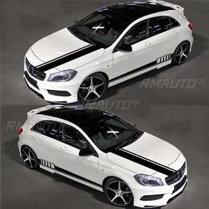 Juego de 5 pegatinas para coche, calcomanías para carrocería, rayas para puerta lateral, capó, espejo retrovisor, accesorios para coches de carreras - Product Image 2