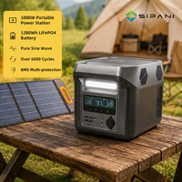 Station d'alimentation de secours télécom 1000W, 1280Wh LiFePO4 6000+ cycles avec charge solaire, 4 prises CA à onde sinusoïdale pure, Usine OEM