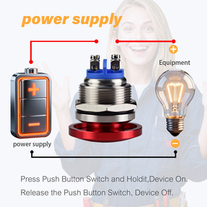 Interrupteur à bouton-poussoir momentané en aluminium en acier inoxydable évalué IP65 1NO pour système de contrôle d'équipement de machine industrielle sur bouton - Product Image 6